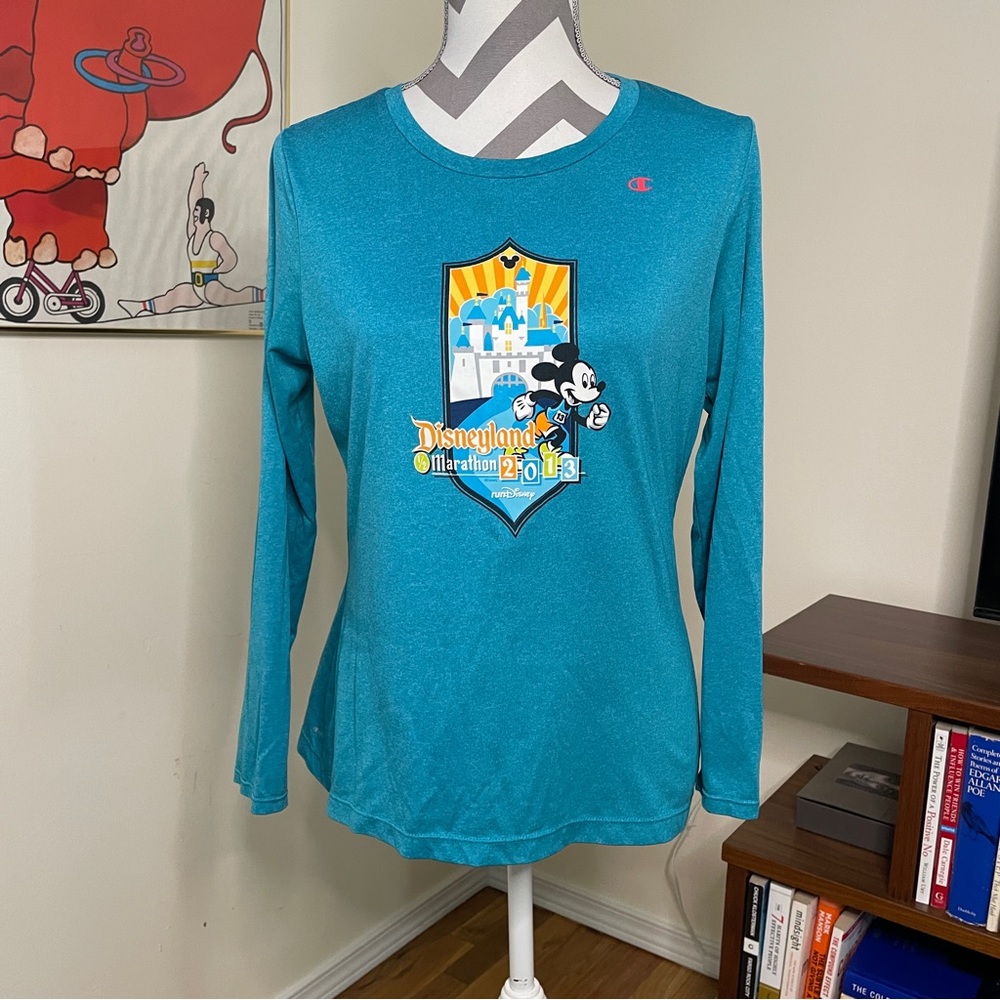 Disney Champion Blue Scoop neck Long Sleeve 1/2 Marathon 2013 M